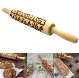 Christmas Embossing Rolling Pin Engraved Roller Reindeer Snowflake Baking Cookies Biscuit Fondant Cake Dough Free Shipping