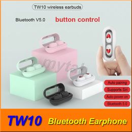 -controllo pulsante TW10 Auricolare Bluetooth Mini wireless TWS cuffie Attiva Siri auricolari auricolari Microfono Binaural Call For smartphone