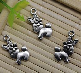 Wholesale 100pcs Rabbit Alloy Charms Pendant Retro Jewelry Making DIY Keychain Ancient Silver Pendant For Bracelet Earrings 18x17mm