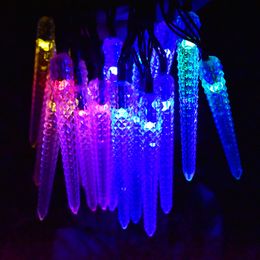 LED Icicle Solar Powered String Lights, 16ft 20LED Fairy Christmas Lights Decorative Lighting Outdoor Decor, Garden, Patio