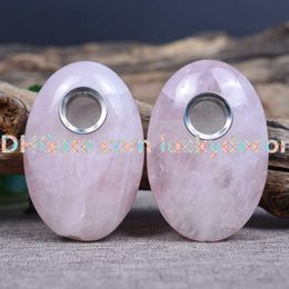 10pcs Portable Natural Pink Rose Quartz Crystal Oval Palm Pocket Healing Rock Massage Spa Energy Stone Smoking Pipe Tumbled Gem Tobacco Pipe