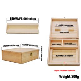 Natural Wood Multi-function Hide Storage Box Stash Case Handmade Rolling Tray Roll Handroller For Tobacco Cigarette Herb Smoking Tool DHL