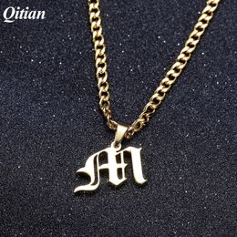 Old English Style Custom Capital Initial A-Z Letter Pendant Necklaces Beauty Vintage Font Personalised Necklace For Men Jewellery