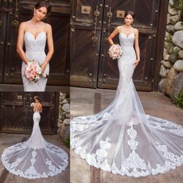 High End Mermaid Lace Wedding Dresses Spaghetti Straps Bridal Gowns Backless Beaded Sweep Train Trumpet Plus Size robe de mariée