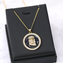 Fashion-Hip-hop necklace for men statement Jesus head Pendant Gold color Mosaic zircon Glue Chain Steampunk high quality jewelry