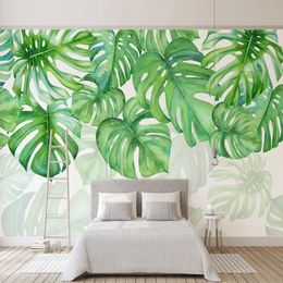 Custom Wall Mural Art Painting Hand Painted Plant Leaves 3D Photo Wallpaper Pastoral Bedroom Living Room Murals Fresco