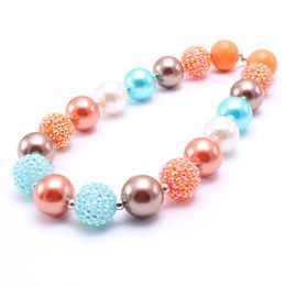 Thanksgiving Style Kid Chunky Necklace Orange Color Design Bubblegum Bead Chunky Necklace Children Jewelry For Toddler Girls