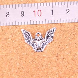 100pcs Charms flying bat vampire dracula halloween Antique Silver Plated Pendants Making DIY Handmade Tibetan Silver Jewellery 17*23mm