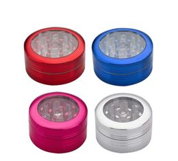 Transparent Top Smoke Grinder Two-layer Metal Smoke Grinder 50mm