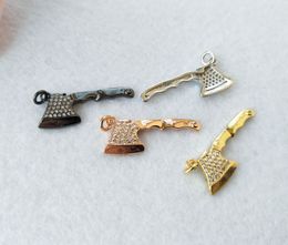 10Pcs Tiny CZ crystal axe Charm,CZ zircon Stone Micro pave Pendant,Jewelry Finding DIY necklace making PD745
