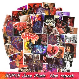 50PCS Waterproof Classical Jazz Music Style Stickers Wall Decals for DIY Laptop Luggage Guitar Headset Scrapbook Water Bottle Car Home Decor