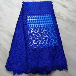 5Yards/pc Popular royal blue african water soluble lace embroidery french guipure lace fabric for dress BW30-7