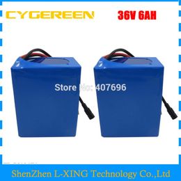 wholesale 2pcs/lot 36V 6AH battery 36V 350W Lithium ion battery with BMS 2A Charger Free customs fee