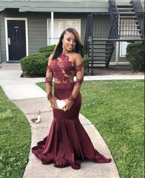 Sexy Sheer Long Sleeve Prom Dresses 2019 African Black Girls Backless Holidays Graduation Wear Evening Party Gowns Custom Made Plus Size