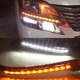 1 Pair LED Daytime Running Lights Daylight Fog lamp Turn Signal Car Styling light DRL For Toyota Vellfire 2008 - 2015