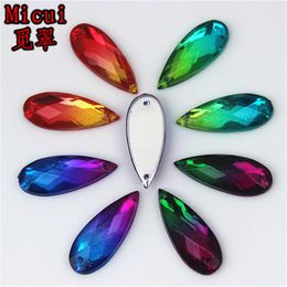 30pcs New Fashion Style Red Sew on Rhinestones Resin Crystals Water Drop Shape 1630mm Flatback 2 Holes Big Gem Stone