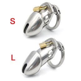 Male Chastity Device Stainless Steel Cock Cage Penis Ring Adult Sex Toy For Men Small Long Size