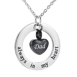 Cremation Jewelry Urn Necklace for Ashes Engraved name Always in my heart Memorial Ash Keepsake Heart Memorial Pendant-Black