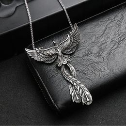 Punk Pendants Stainless Steel Phoenix Pendant Necklace Gothic Vintage Peacock Halloween Christmas Gifts