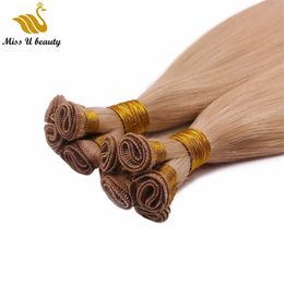 HairExtension Hand Tied Virgin HairWeaves Remy Human Hair Extensions 140gram per Bundle 8pcs weft Brown Black Blonde