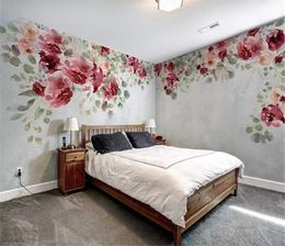 2019 New 3d Wallpaper modern minimalist hand-painted rose flower whole house background wall decoration romantic wallpaper