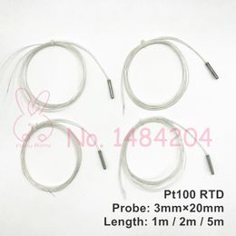 2x PT100 Platinum Resistance 3mm*20mm RTD Sensor MINI Temperature Probe -40~400 Degree with 1 meter 2m 5m High Temperature Wire