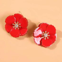 Wholesale-charm ear studs for women luxury designer bling diamond flower stud earrings resin rhinestone holiday style Jewellery gf love gift