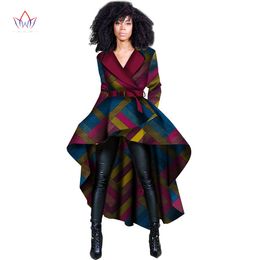 2019 Autumn African Women Traditional Top Dashiki Print Wax Elegant Riche Trench Africa Clothes for Ladies WY1397