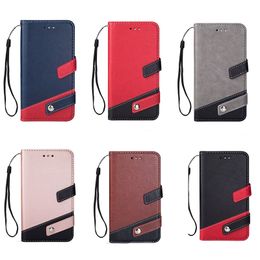 Hit Color Leather Wallet Dual ID Card Slot Flip Case for iphone11 pro max XS MAX XR 6 7 8 PLUS Samsung S10 S20 PLUS NOTE10 PLUS with Strap
