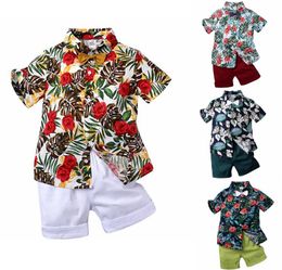 Toddler Boy Clothes Summer Kids Printed Shirts Solid Short Pants 2PCS Sets Short Sleeve Children Boys Outfits Boutique Kids Clothing DW5326