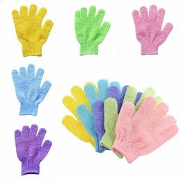 Bath Gloves Exfoliating Skin Body Bath Shower Mittens Sponge Scrub Massage Spa Five Fingers Bath Bathroom Gloves Bathing Accessories