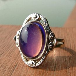Colour Changing Gemstone Ring Women Engagement Rings Copper Fingers Fashion Mood Ring Changing Colours Alloy Jewellery