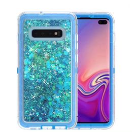 For Samsung Galaxy S10 S10 Plus S10 Lite Mil-Grade Protection Plus Drop Protection Dust Proof Plug Quicksand robot Glitter Phone Case Cover