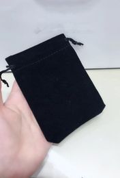 Wholesale packing material velvet bag 12x9cm black case for accessories earrings good printing