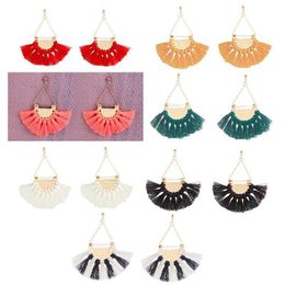 Bohemian Statement Tassel Earrings For Women Wedding Party Jewelry Fashion Long Drop Earrings Fan-Shaped Earring Gift