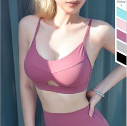 New European and American drill-shaped hollow Sport Bra shake-proof bra gathers women in sport underwear with thin shoulder straps and beaut