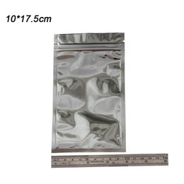 10*17.5cm Clear Front Silver Aluminium Foil Mylar Packing Bags Retail Clear Plastic Zipper Zip Packaging Food Grade Bag Pack