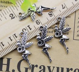 Wholesale 100pcs Angel Alloy Charms Pendant Retro Jewellery Making DIY Keychain Ancient Silver Pendant For Bracelet Earrings 25x12mm