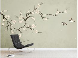 beautiful scenery wallpapers hand-painted plum blossom bird background wall decoration painting