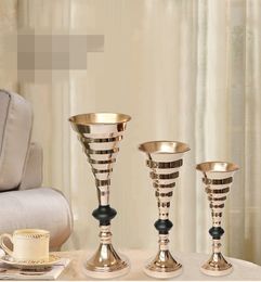 New product tall iron chorme pillar gold wedding flower stand Centrepieces for decorations best0902