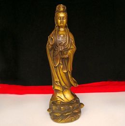 Feng Shui Pure Copper Guanyin Buddha Statue Decoration South China Sea Send Son Guanyin Baoan Home Furnishing Entrance Decoration Wholesale