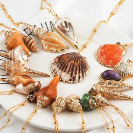 20 Styles Seashell Pendants Initial Necklace female Statement Jewlery Geometric Multi 2 layer Shells Choker Necklaces for Women