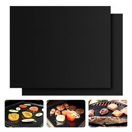 Heavy-duty Non-stick PTFE BBQ Grill Mat Oven Liner Reusable and Refractory Barbecue Grilling and Baking Pads 2-Pack