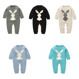 Easter Baby Knitted Jumpsuit Infant Bunny Overall Clothes Long Sleevele Newborn Knitted Jumpsuit Black White Blue