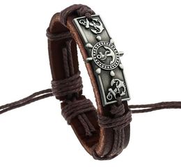 New fashion 100% Leather Bracelet Can be adjusted ship's anchor Charm Men Bracelet Alloy Charms Bracelet Jewellery Party Fine Jewellery Leather