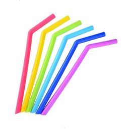 Colourful silicone straws for cups food grade 25cm silicone bent straws for bar home drinking straws