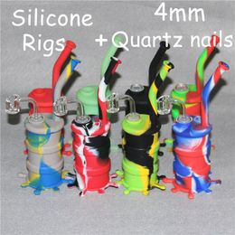 New Smoking Hookahs Silicone Water Pipes Silicon Bongs Glass Oil Rigs Bong with 4mm 14mm Joint Quartz Nails