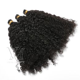 Peruvian Mongulian I Tip Afro Kinky Curly 100 Strands Pre Bonded Stick I tip Keratin Fusion Virgin Human Hair Extension