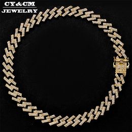 15mm Iced Out Prong Cuban Link Chains Gold Silver Necklaces Choker Bling 15mm Crystal Rhinestones Hip Hop for Mens Necklace