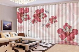 Wholesale 3d Curtain Luxury Jewels Flowers Butterflies Beautiful And Practical 3d Digital Printing Curtains